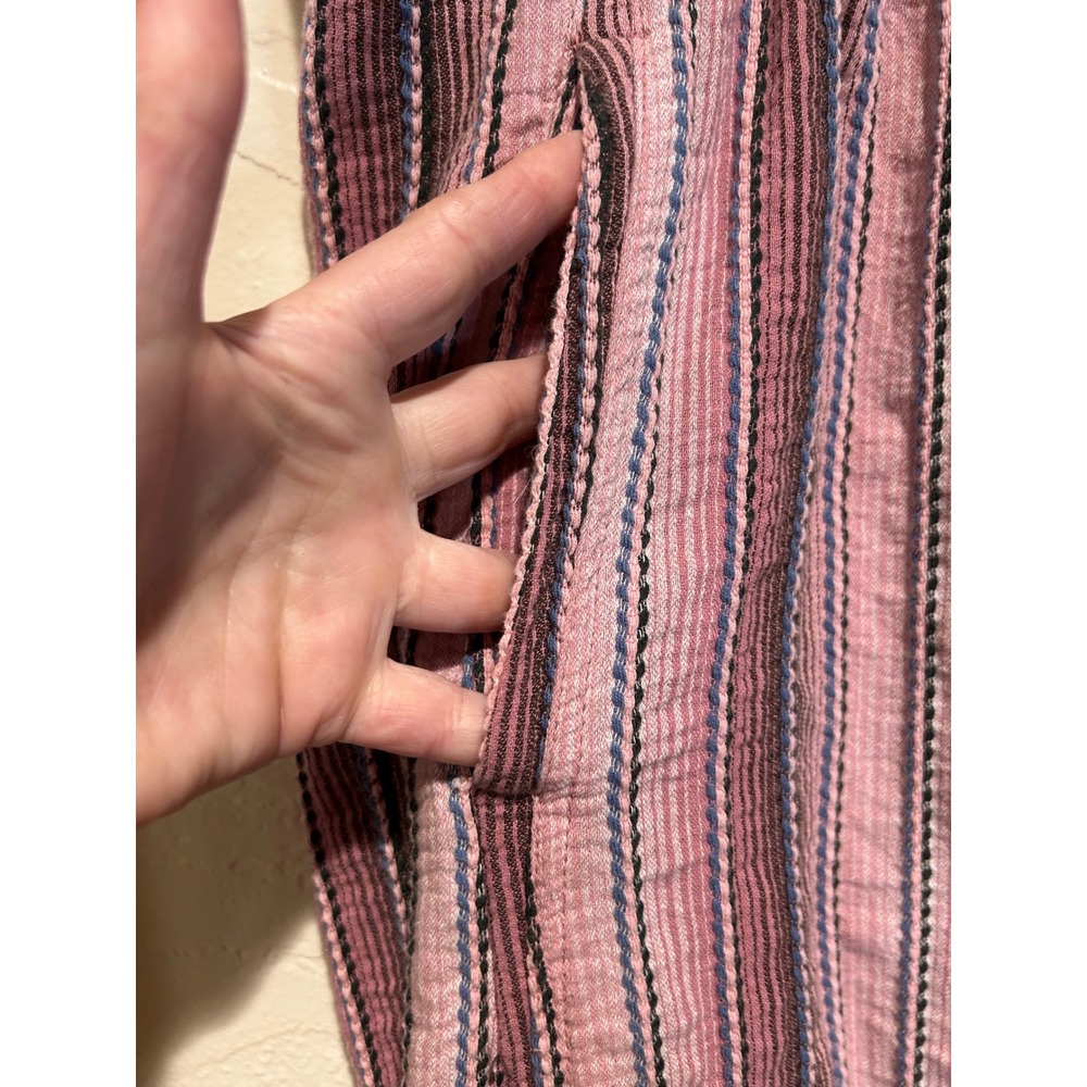 Free People Pink Striped Gauze Wide Leg days end Pant XL Boho Elastic Waist - Picture 6 of 9